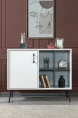 Evmo Home 4112 Şile Metal Ayaklı Metal Kulplu 100 Cm Konsol - Tv Ünitesi - Yemek Odası - Kahve Köşesi - 3