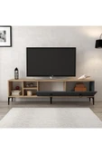 Evmo Home 3805 Era Tv Ünitesi 180 Cm 2 Kapaklı Raflı Sepet - Antrasit - 3