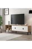 Evmo Home 3804 Era Tv Ünitesi 180 Cm 2 Kapaklı Raflı Sepet - Beyaz - 3