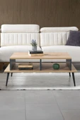Evmo Home 2009 Şile Metal Ayaklı Orta Sehpa , Salon Sehpası Safir Antrasit - 2