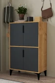 Evmo Home 1403 Ada Ayakkabılık 4 Raflı 4 Kapaklı Çok Amaçlı Dolap Kiler Safir Antrasit - 4
