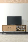 Evmo Home 3610 Şile Metal Ayaklı Metal Kulplu 160 Cm TV Ünitesi - Yunus Safir - 3