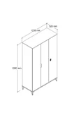 Evmo Home 6302 Neva 3 Kapılı 200 Cm Gizli Çekmeceli Gardırop , Elbise Dolabı , Genç Odası Antrasit Beyaz Sepet - 5