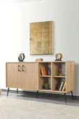 Evmo Home 4610 Şile Metal Ayaklı Metal Kulplu 160 Cm Konsol - Yemek Odası Yunus-Safir - 1