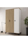 Evmo Home 6304 Neva 3 Kapılı 200 Cm Gizli Çekmeceli Gardırop , Elbise Dolabı , Genç Odası Yunus - Beyaz - 1