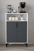 Evmo Home 1202 Ada Çok Amaçlı Dolap , Kahve Köşesi , Kiler Dolabı , Mutfak Standı 2 Kapılı - Beyaz Antrasit - 2