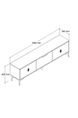 Evmo Home 3801 Neva TV Ünitesi 180 Cm 3 Kapaklı Sepet - Antrasit - Beyaz - 5