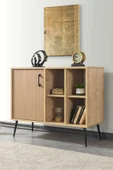 Evmo Home 4110 Şile Metal Ayaklı Metal Kulplu 100 Cm Konsol - Tv Ünitesi - Yemek Odası Yunus - Safir - 1