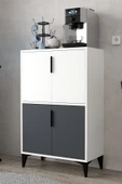 Evmo Home 1402 Ada Çok Amaçlı Dolap , Kahve Köşesi , Kiler Dolabı , Mutfak Standı 4 Kapılı , Antrasit Beyaz - 1