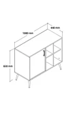 Evmo Home 4112 Şile Metal Ayaklı Metal Kulplu 100 Cm Konsol - Tv Ünitesi - Yemek Odası - Kahve Köşesi - 5