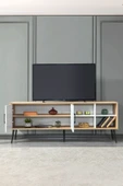 Evmo Home 3611 Şile Metal Ayaklı Metal Kulplu 160 Cm Tv Ünitesi - Beyaz Safir - 4
