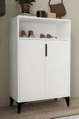 Evmo Home 1201 Ada Ayakkabılık 4 Raflı 2 Kapaklı Çok Amaçlı Dolap Beyaz - 4