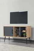 Evmo Home 3109 Şile Metal Ayaklı Metal Kulplu 100 Cm Tv Ünitesi - Antrasit Safir - 1