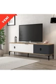 Evmo Home 3801 Neva TV Ünitesi 180 Cm 3 Kapaklı Sepet - Antrasit - Beyaz - 1