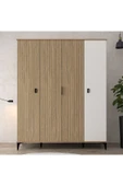 Evmo Home 6404 Neva 4 Kapılı 200 Cm Gizli Çekmeceli Gardırop , Elbise Dolabı , Genç Odası Sepet - Beyaz - 2