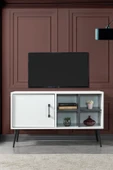 Evmo Home 3112 Şile Metal Ayaklı Metal Kulplu Tv Ünitesi 100 Cm - Beyaz - 3