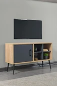 Evmo Home 3109 Şile Metal Ayaklı Metal Kulplu 100 Cm Tv Ünitesi - Antrasit Safir - 2