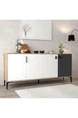 Evmo Home 4002 Neva Konsol 180 Cm Sepet - Beyaz - Antrasit Tv Ünitesi - Yemek Odası - Kahve Köşesi - 4