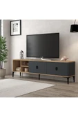 Evmo Home 3805 Era Tv Ünitesi 180 Cm 2 Kapaklı Raflı Sepet - Antrasit - 1