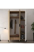 Evmo Home 6304 Neva 3 Kapılı 200 Cm Gizli Çekmeceli Gardırop , Elbise Dolabı , Genç Odası Yunus - Beyaz - 3