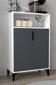 Evmo Home 1202 Ada Çok Amaçlı Dolap , Kahve Köşesi , Kiler Dolabı , Mutfak Standı 2 Kapılı - Beyaz Antrasit - 1