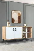 Evmo Home 4611 Şile Metal Ayaklı Metal Kulplu 160 Cm Konsol - Yemek Odası Beyaz - Safir - 2