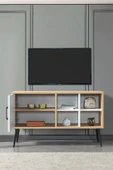 Evmo Home 3111 Şile Metal Ayaklı Metal Kulplu 100 Cm Tv Ünitesi - Beyaz Safir - 4