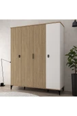 Evmo Home 6404 Neva 4 Kapılı 200 Cm Gizli Çekmeceli Gardırop , Elbise Dolabı , Genç Odası Sepet - Beyaz - 1