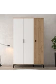 Evmo Home 6303 Neva 3 Kapılı 200 Cm Gizli Çekmeceli Gardırop , Elbise Dolabı , Genç Odası Beyaz Sepet - 2