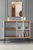 Evmo Home 4111 Şile Metal Ayaklı Metal Kulplu 100 Cm Konsol - Tv Ünitesi - Yemek Odası - Kahve Köşesi Beyaz - 4