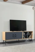Evmo Home 3609 Şile Metal Ayaklı Metal Kulplu 160 Cm TV Ünitesi Antrasit - Safir - 2
