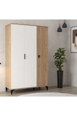 Evmo Home 6303 Neva 3 Kapılı 200 Cm Gizli Çekmeceli Gardırop , Elbise Dolabı , Genç Odası Beyaz Sepet - 1