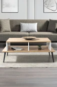 Evmo Home 2011 Şile Metal Ayaklı Orta Sehpa , Salon Sehpası Beyaz - Safir - 2