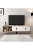 Evmo Home 3804 Era Tv Ünitesi 180 Cm 2 Kapaklı Raflı Sepet - Beyaz - 1