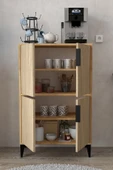 Evmo Home 1405 Ada Çok Amaçlı Dolap , Kahve Köşesi , Kiler Dolabı , Mutfak Standı , 4 Kapılı Safir - Yunus - 3