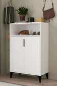 Evmo Home 1201 Ada Ayakkabılık 4 Raflı 2 Kapaklı Çok Amaçlı Dolap Beyaz - 1