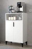 Evmo Home 1201 Ada Çok Amaçlı Dolap , Kahve Köşesi , Kiler Dolabı , Mutfak Standı 2 Kapılı 4 Bölmeli - Beyaz - 3