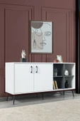 Evmo Home 4612 Şile Metal Ayaklı Metal Kulplu Konsol 160 LIK - Yemek Odası - Salon Odası Beyaz - 2
