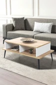 Evmo Home 2011 Şile Metal Ayaklı Orta Sehpa , Salon Sehpası Beyaz - Safir - 1