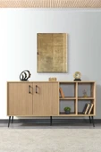 Evmo Home 4610 Şile Metal Ayaklı Metal Kulplu 160 Cm Konsol - Yemek Odası Yunus-Safir - 3