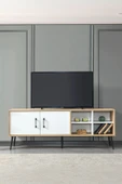 Evmo Home 3611 Şile Metal Ayaklı Metal Kulplu 160 Cm Tv Ünitesi - Beyaz Safir - 3