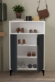 Evmo Home 1202 Ada Ayakkabılık 4 Raflı 2 Kapaklı Çok Amaçlı Dolap Antrasit Beyaz - 3