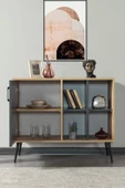 Evmo Home 4109 Şile Metal Ayaklı Metal Kulplu 100 Cm Konsol - Tv Ünitesi - Yemek Odası - Kahve Köşesi Antrasit - 4