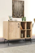 Evmo Home 4108 Şile Metal Ayaklı Metal Kulplu 100 Cm Konsol - Tv Ünitesi - Yemek Odası - Kahve Köşesi Safir - 2
