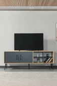 Evmo Home 3609 Şile Metal Ayaklı Metal Kulplu 160 Cm TV Ünitesi Antrasit - Safir - 3