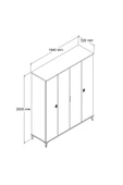 Evmo Home 6404 Neva 4 Kapılı 200 Cm Gizli Çekmeceli Gardırop , Elbise Dolabı , Genç Odası Sepet - Beyaz - 5