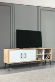 Evmo Home 3611 Şile Metal Ayaklı Metal Kulplu 160 Cm Tv Ünitesi - Beyaz Safir - 2