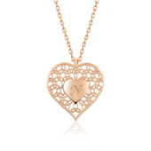 ​Gümüş Rose Kişiye Özel Kalbin İçinde Kalp Bayan Kolye thumbnail 1
