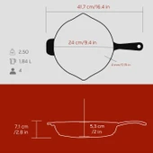 Lava Döküm Yuvarlak Kızartma Tavası Döküm Demir Yekpare Saplı. Çap(Ø)24cm thumbnail 5