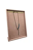 Süet Kumaş Tırnaklı Pembe Renk 34/24 Cm Ayaklı Tesbih Takı Stand - 1